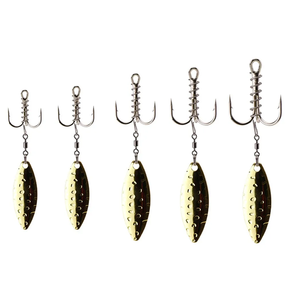 

10pcs Bait Spring Dough Treble Hooks With Spinner Spoon For Lure Fishing Tackle Three-anchor Three-hook Hook With Sequins Tackle