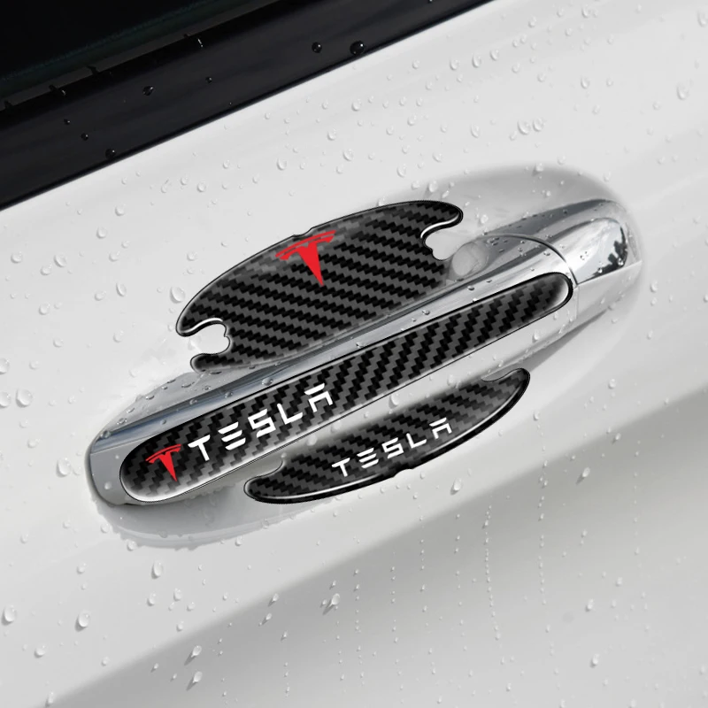 Наклейки на дверные ручки автомобиля 8 шт. защитная пленка из углеродного волокна