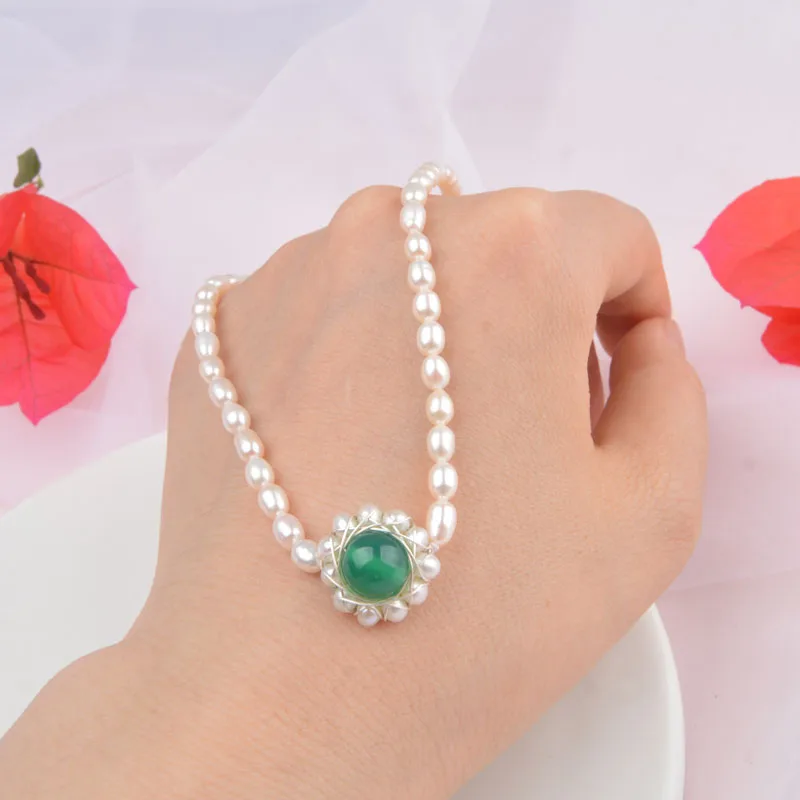 Чокер ASHIQI из натурального пресноводного жемчуга ожерелье с подвеской агата