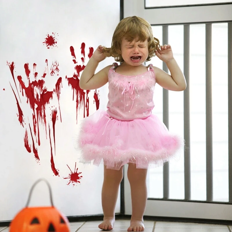 ПВХ Хэллоуин кровяная печать Декор наклейка на стену украшение дома настенное