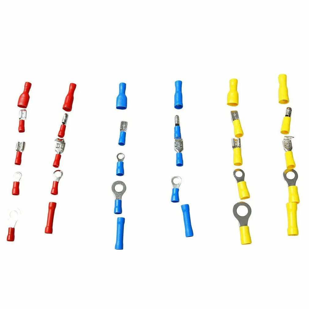 

480PCS Insulated Cable Electrical Connector With Pin Terminals Electrical Wire Crimp Rolled Ring Spade Fork Kit