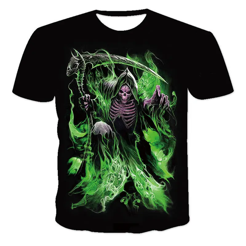 

3D Printing T-Shirt Male New Popular Horror Skull Series Short-Sleeved Oversized T-Shirt Street Style T-Shirt Male XXS-6XL