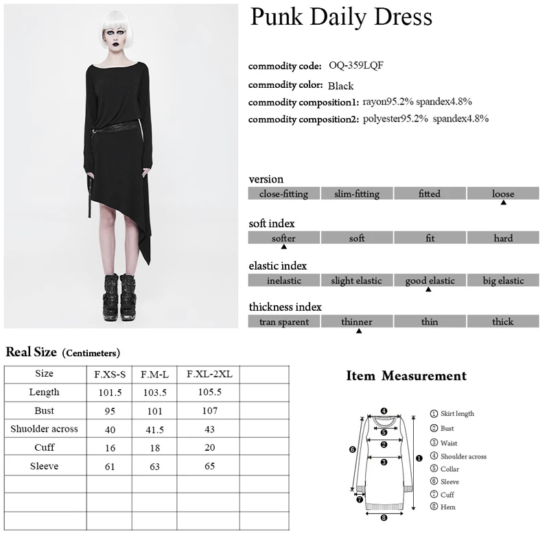 

PUNK RAVE Punk Snakeskin Belts Asymmetric Black Dress Waistband Adjustable Knitted Soft Loose Simple Daily Wear Women Clothing