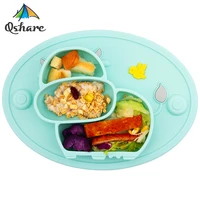 qshare baby plate dishes tableware children food feeding container placemat kids dishes saucer silicone suction bowl