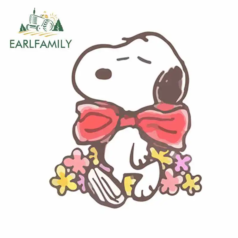 EARLFAMILY 13 см x 11 2 для Snoopy с красным галстуком-бабочкой забавные автомобильные