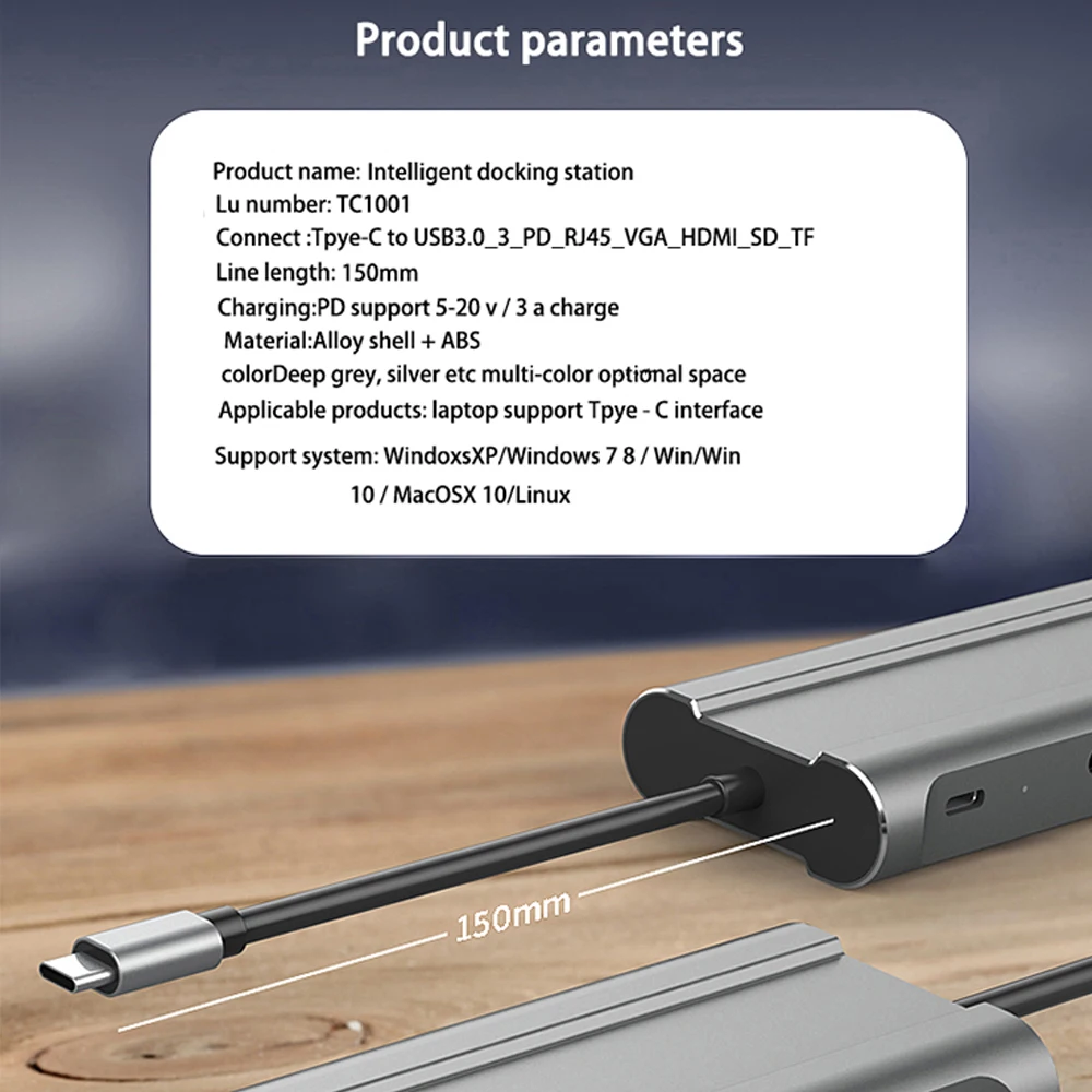 

Thunderbolt 3 USB HUB Type C to HDMI-compatible 4K VGA Adapter RJ45 SD/TF for Notebook Moblie Phone USB-C 3.0 Converter