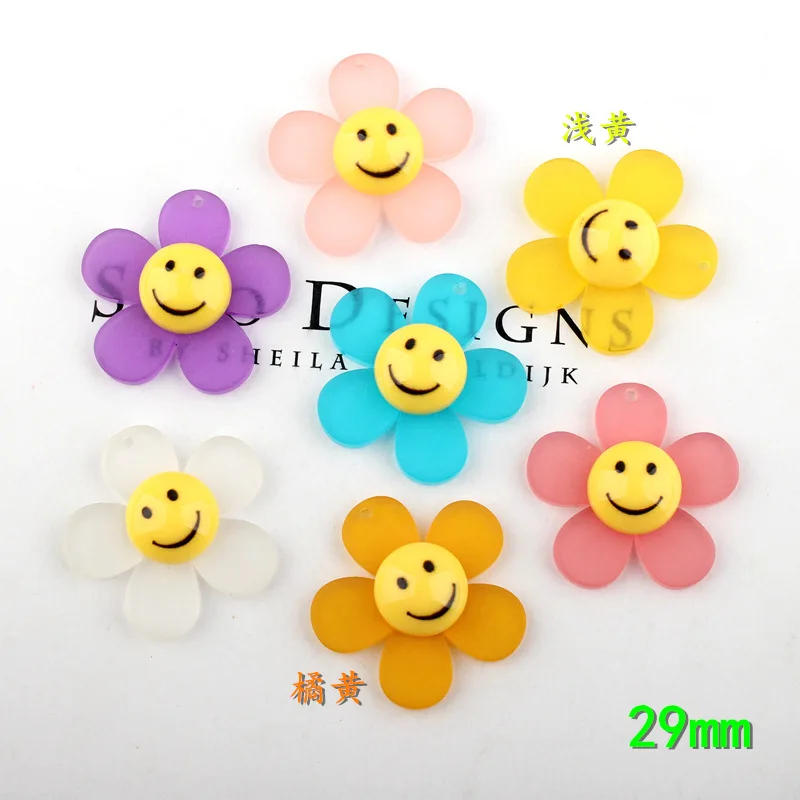 

Kawaii sunflower smiling face resin accessories flatback scrapbooking Children necklace DIY creative keychain accessories