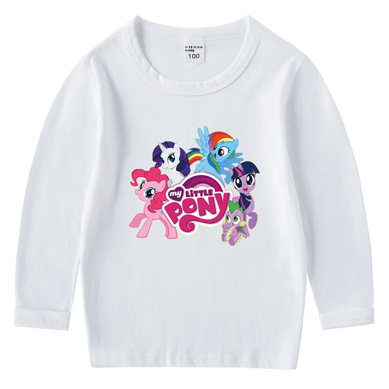 Футболка для детей 2-10 лет My Little Pony для маленьких девочек, с длинным рукавом с рисунком, из хлопчатобумажной ткани.