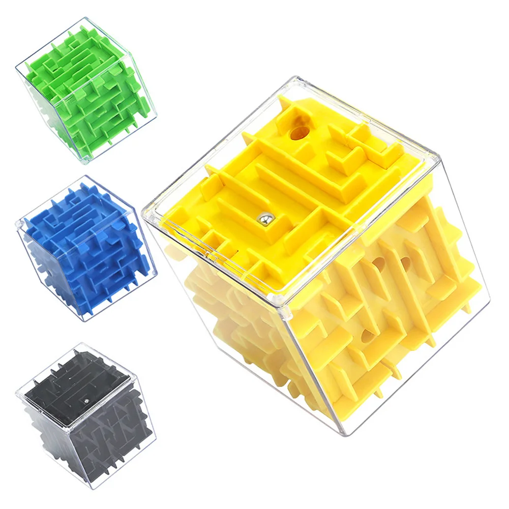 

3D Maze Magic Cube Rolling Ball Game Six-Sided Puzzle Cubes Toy Educational Learning Study Toy Gifts for Kid Children (Random)