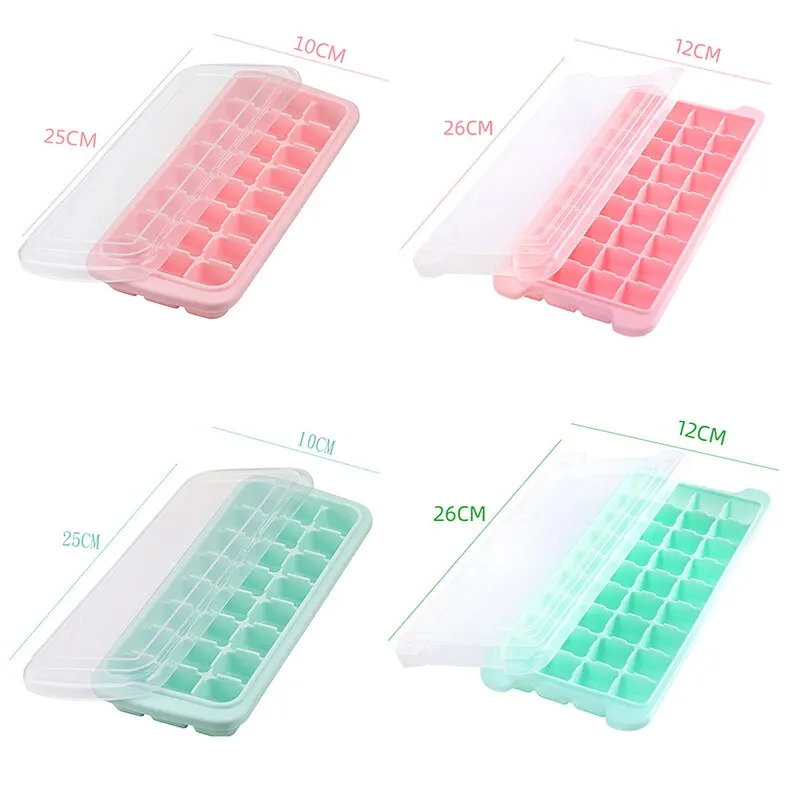 

24/36 Grid Silicones Ice Cube Maker With Removable Lid Easy-Release Square Shape Ice Cube Mold Food Grade Form For Candy Cake
