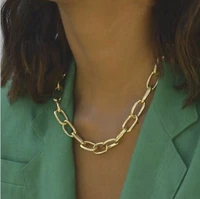 gold color chain necklace chokers for women gold color geometric pendant necklaces boho maxi statement party jewelry