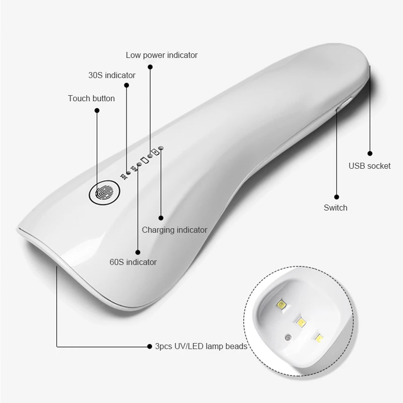 

Manicure Handheld Nail Lamp Portable Mini Phototherapy Lamp Quick-drying Small Rechargeable Manicure Lamp Nail Lamp Nail Art