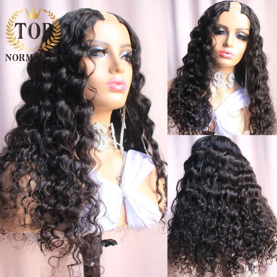 Enlarge Topnormantic 180% Deep Wave U Part Wig Brazilian Remy Human Hair Deep Wave U Part Wigs For Black Women