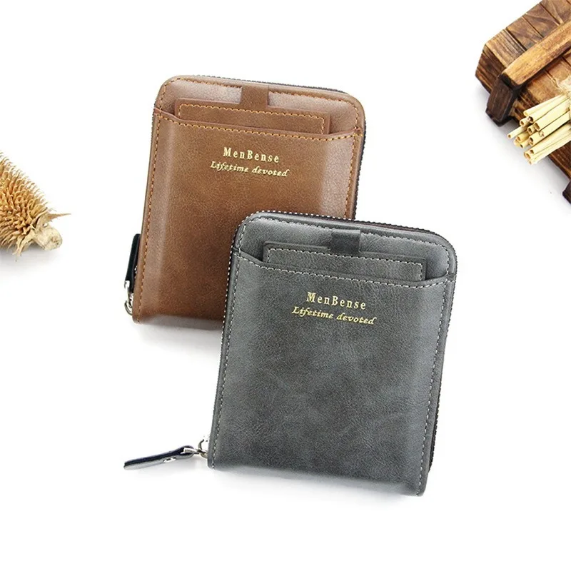 

Coin Purse Men's Fashion Card Holder Pu Leather Zipper Short Wallet Design Male Vintage Pocket 2021 New Business Wallets For Men