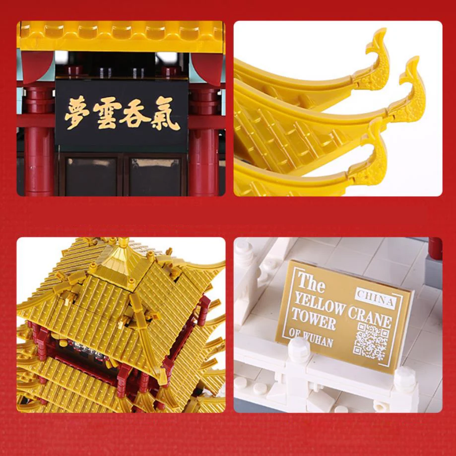 

world famous Historical Architecture China wuhan Yellow Crane Tower moc building block model bricks toy collection for gifts