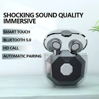 tws bluetooth 5 1 earphones charging box wireless headphone stereo sports waterproof earbuds with microphone transparent shell