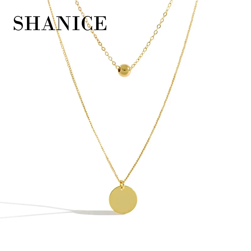

SHANICE Double Layer Bamboo Joint & Coin Women Necklace 925 Silver Choker Gold Pendant Bijoux Femme Collier Necklace Jewelry