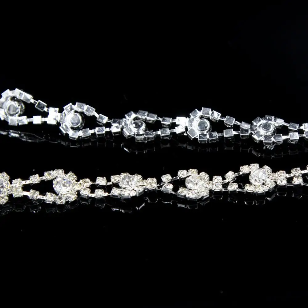 

10Yards Crystal Rhinestone Chain Fashion Clear Rhinestone Trim Silver Gold for Weeding DIY Decoration