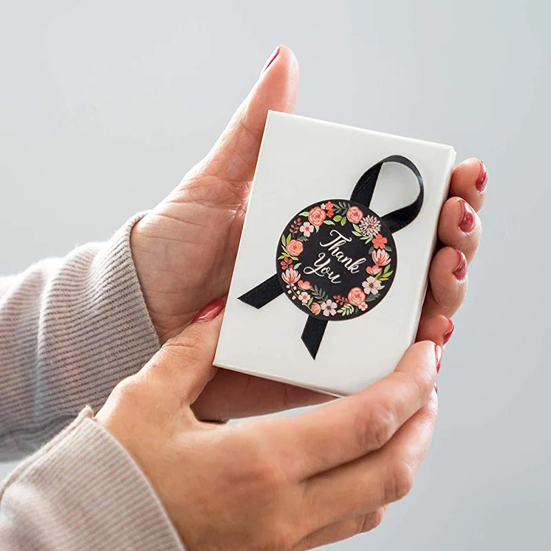 50-500pcs FLOWER thank you sticker scrapbooking for envelope seal labels stickers pink white black stationery | Дом и сад