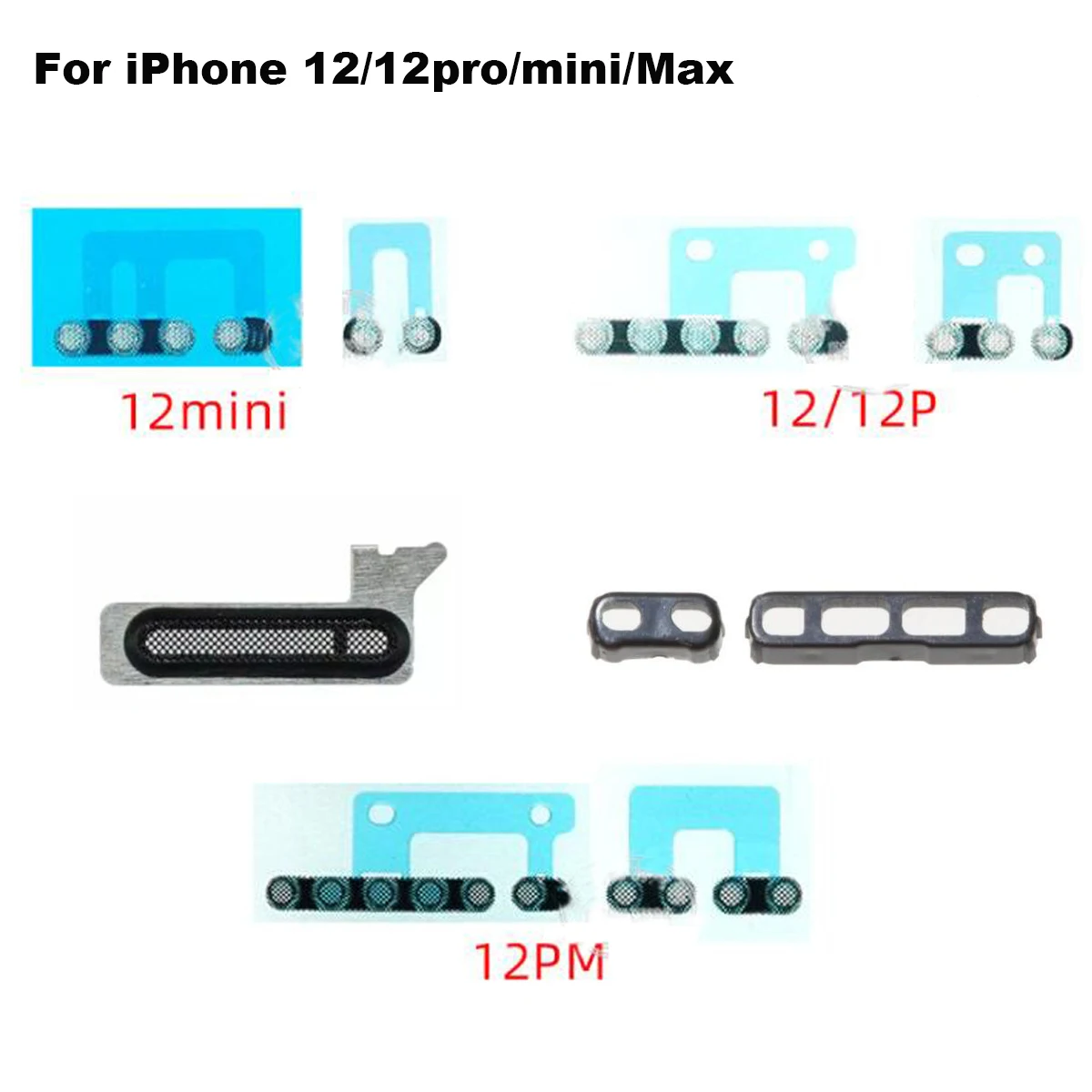 Полный набор сеток для динамиков, микрофона и защиты от пыли для iPhone 12 Pro и iPhone Mini.