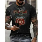 Мужская футболка европейские, американские уличные 66 с цифровой 3D печатью, летняя трендовая быстросохнущая свободная футболка 2021
