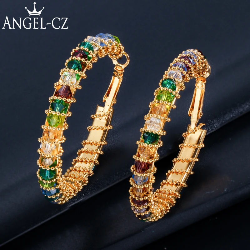 Angelcz Нигерия желтые золотые круглые петли Серьги африканские бусины
