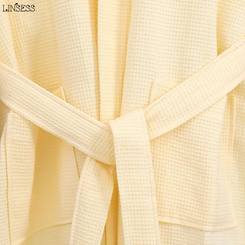 Unisex Personalized Men's Cotton Waffled Bathrobe Valentines Day Gift Bride Groom Robes Groomsmen Custom Robe-Waffled LONG Woman