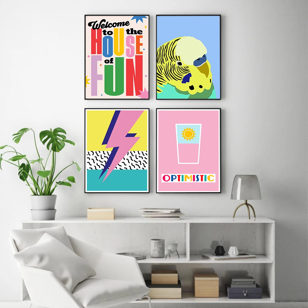 Настенный постер с забавным домом и цветными мотивами семейная Ретро Картина на