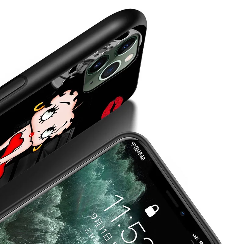 

Cartoon Sexy Betty Boop For Apple iPhone 12 11 XS Pro Max Mini XR X 8 7 6 6S Plus 5 SE 2020 Black Cover Phone Case