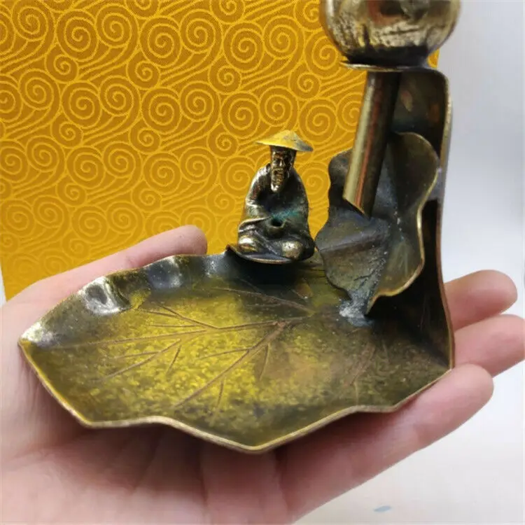 

Antique Brass Lotus Old Man Backflow Incense Incense Sticks Incense Plate Crafts