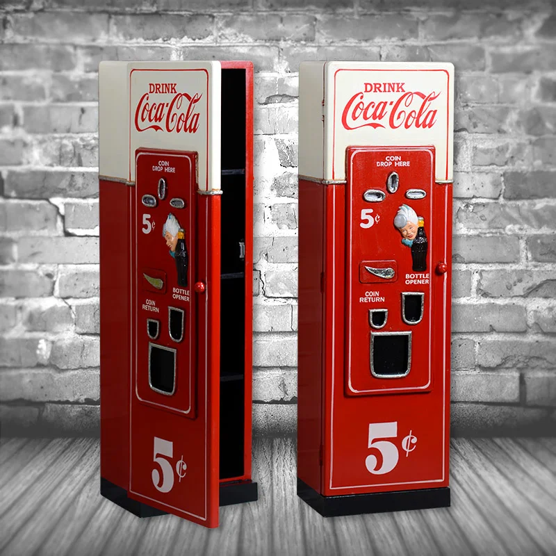 

American country solid wood home decoration accessories creative drink vending machine model ornament simple floor type crafts