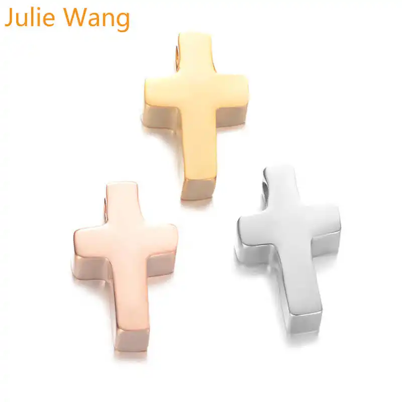 Julie Wang 5 шт. полированные бусины в форме Креста из нержавеющей стали для распятия