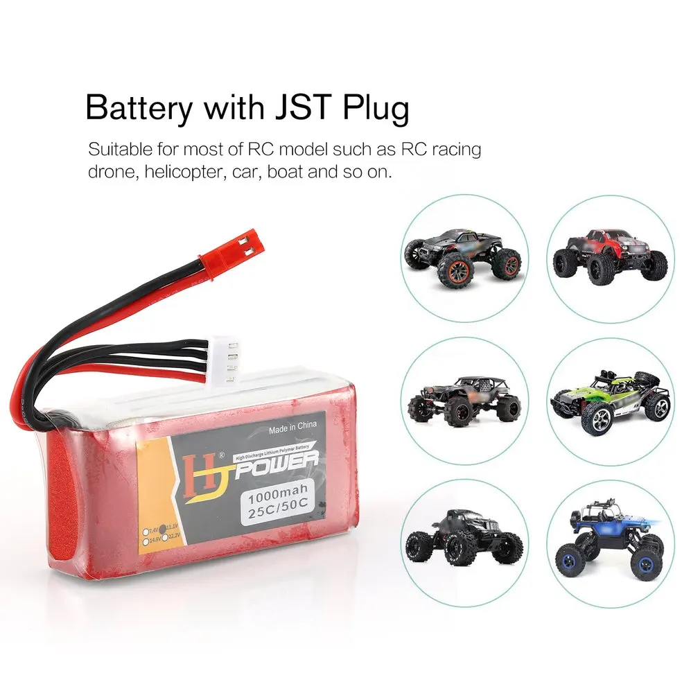HJ 11,1 V 1000MAH 25C 3S Lipo аккумулятор JST разъем Перезаряжаемый для RC гоночный Дрон вертолет модель автомобиля лодки