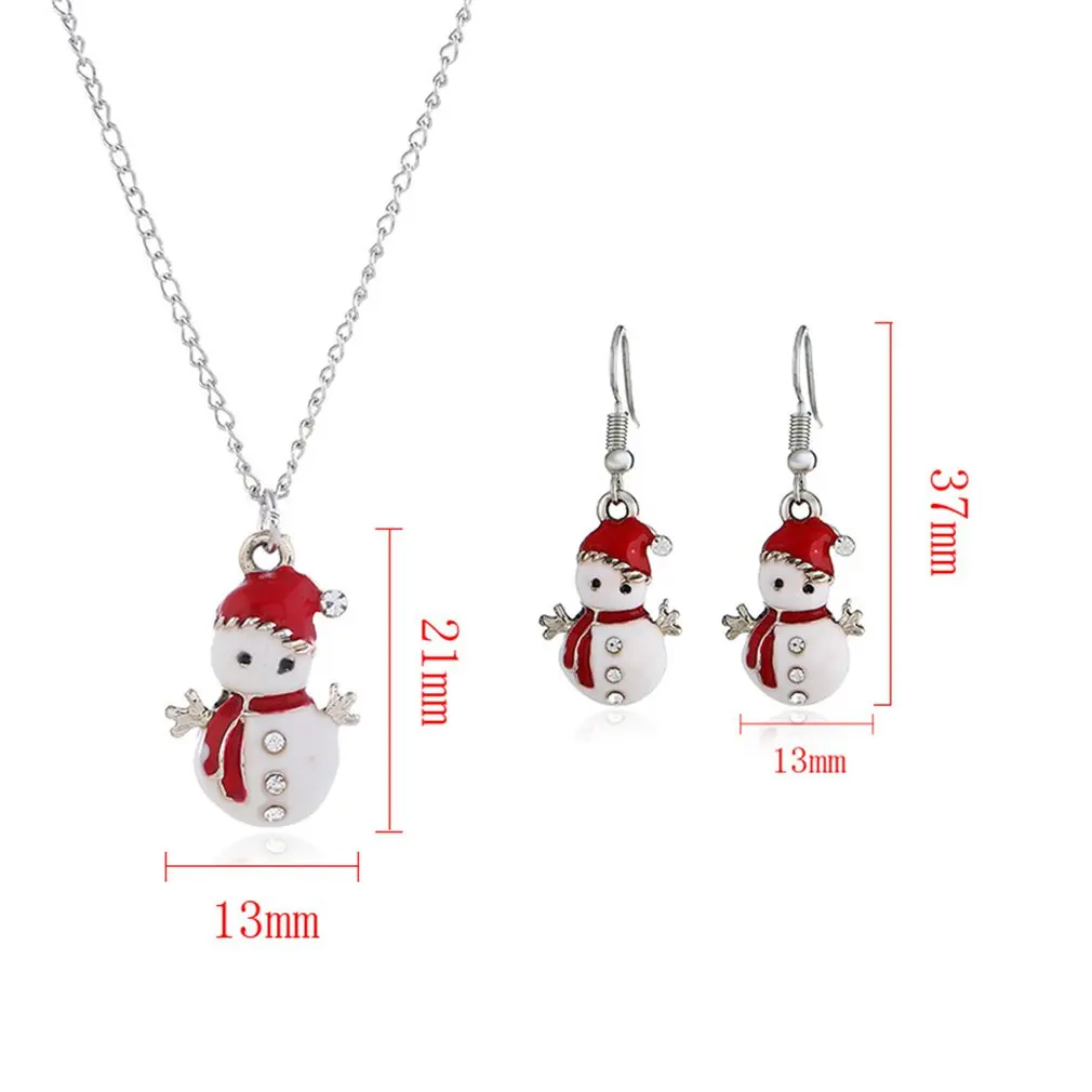 Cute Cartoon Drop Oil Color Santa Snowman Christmas Gift Earrings Necklace Set Professional Fashion Portable | Украшения и