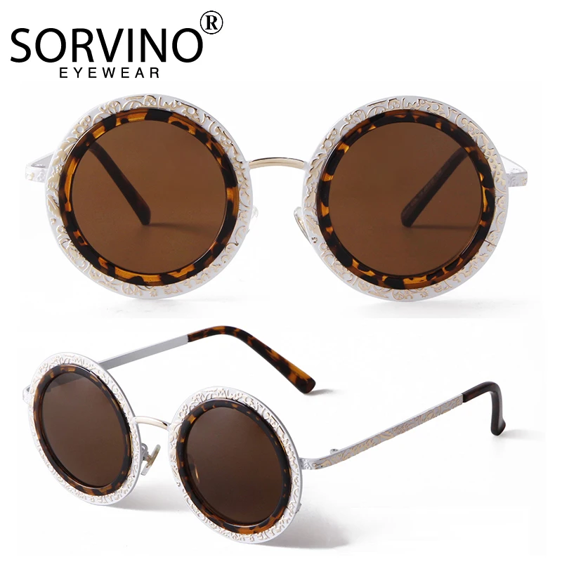 Солнцезащитные очки женские Круглые классические с зеркальным металлическим