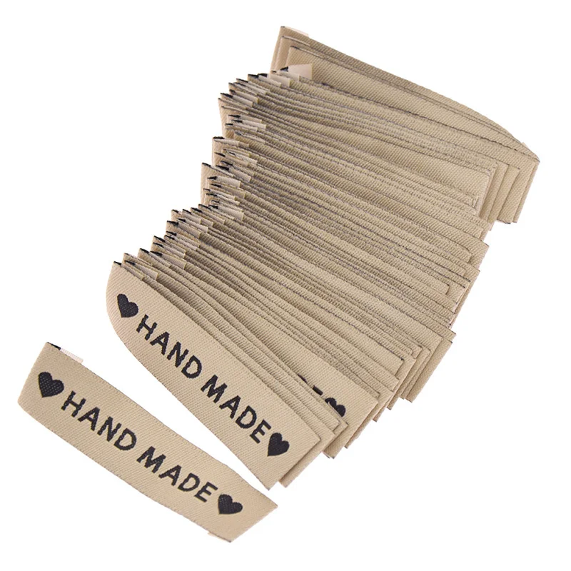 50 шт./упак. моющиеся тканевые этикетки в форме сердца для одежды ручная работа DIY