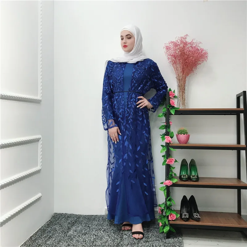 

Luxury Muslim Embroidery Abaya Full Dresses Cardigan Kimono Hollow Out Long Robe Gowns Jubah Middle East Eid Ramadan Islamic