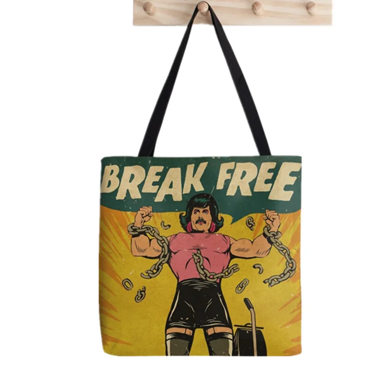 

2021 Shopper Freddie Mercury Break Free Printed Tote Bag women Harajuku shopper handbag Shoulder shopping bag Lady Canvas Bag