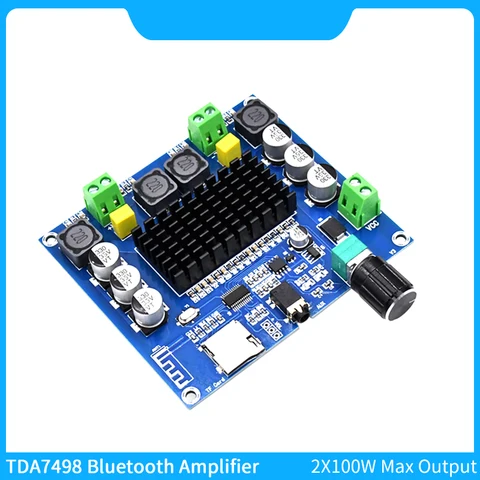 Усилитель звука TDA7498, Bluetooth 5,0, 100 Вт + 100 Вт, Плата усилителя высокой мощности, AUX, TF карта, класс D, 2,0 каналов, модуль усилителя TDA7498