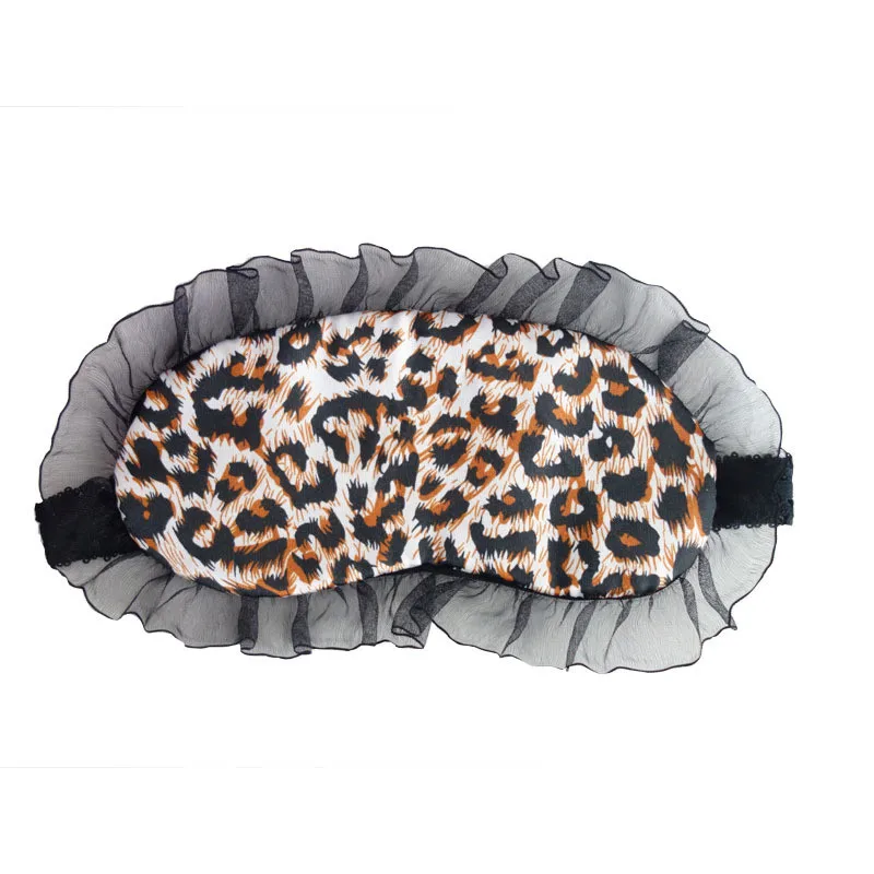 Leopard Мягкая маска для сна с эффектом сна, регулируемое кружевное покрытие для век с повязкой на глаза, повязка для путешествий, повязка для отдыха, атласная повязка для глаз, забота о здоровье - Цвет: Leopard