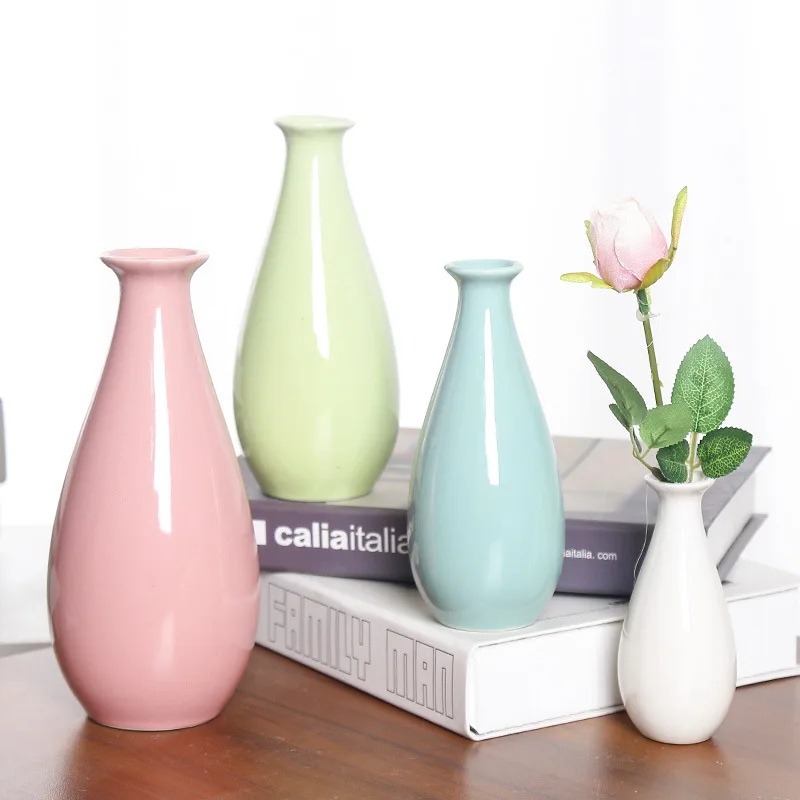 

Mini Ceramic Vase Desktop Small Flower Arrangement Living Room Bedroom Hydroponic Porcelain Bottle Home Decor