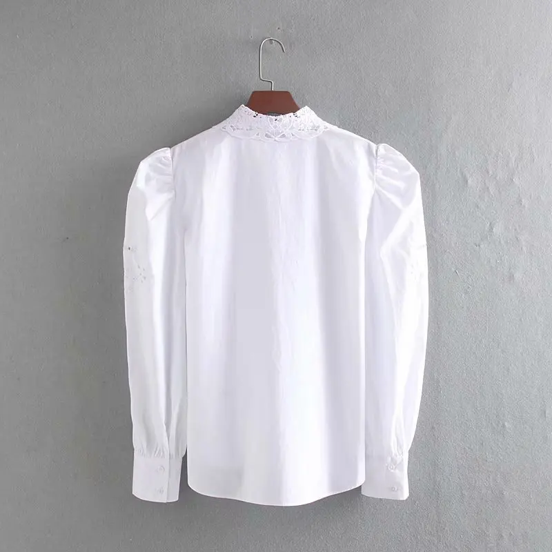 Осень зима 2019 г. Новая блузка с вышивкой и вырезом длинными рукавами C4 26294| |