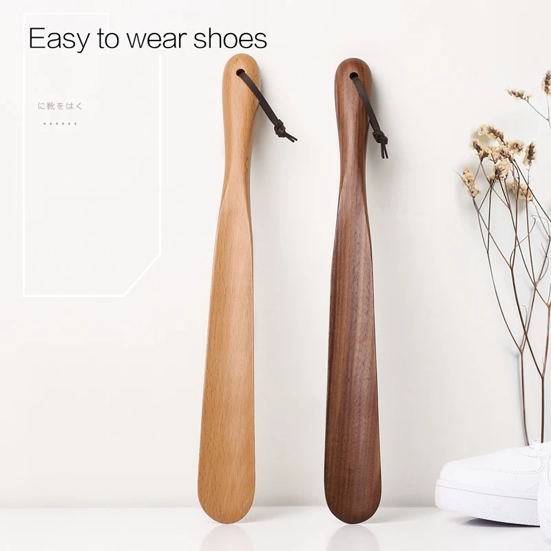 Профессиональный обувной рожок из черного ореха гибкий с длинной ручкой