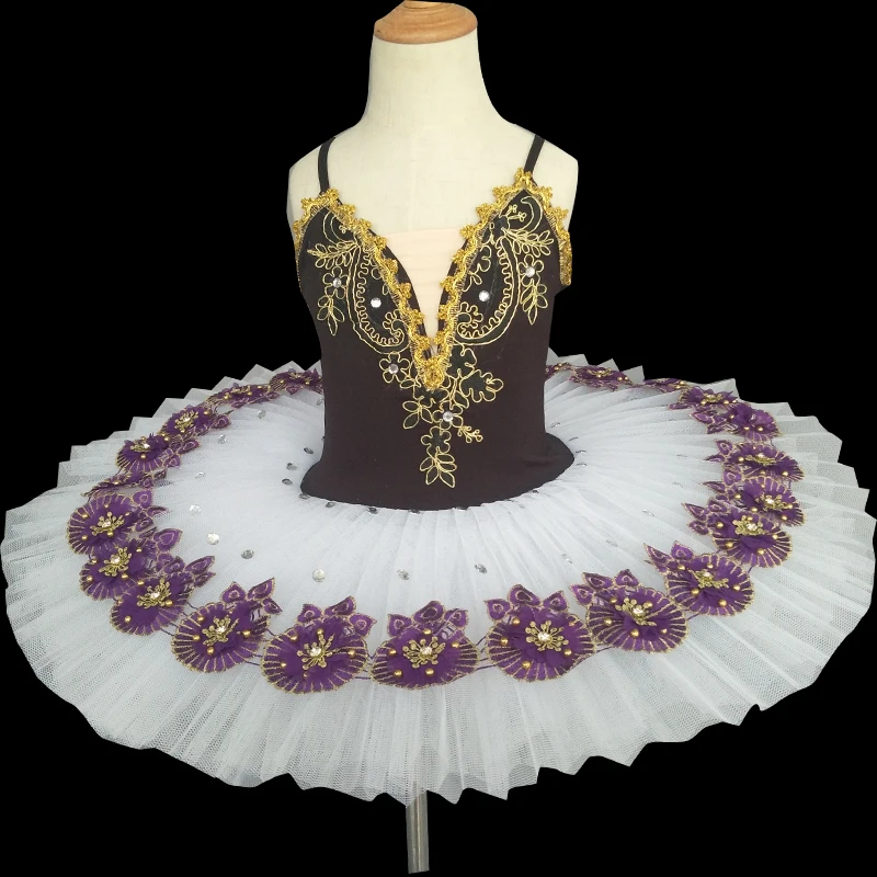 

Black Professional Ballet Tutus For Girls Child Swan Lake Ballet Dress Dance Clothes Pancake Ballerina Figure Skating Dress