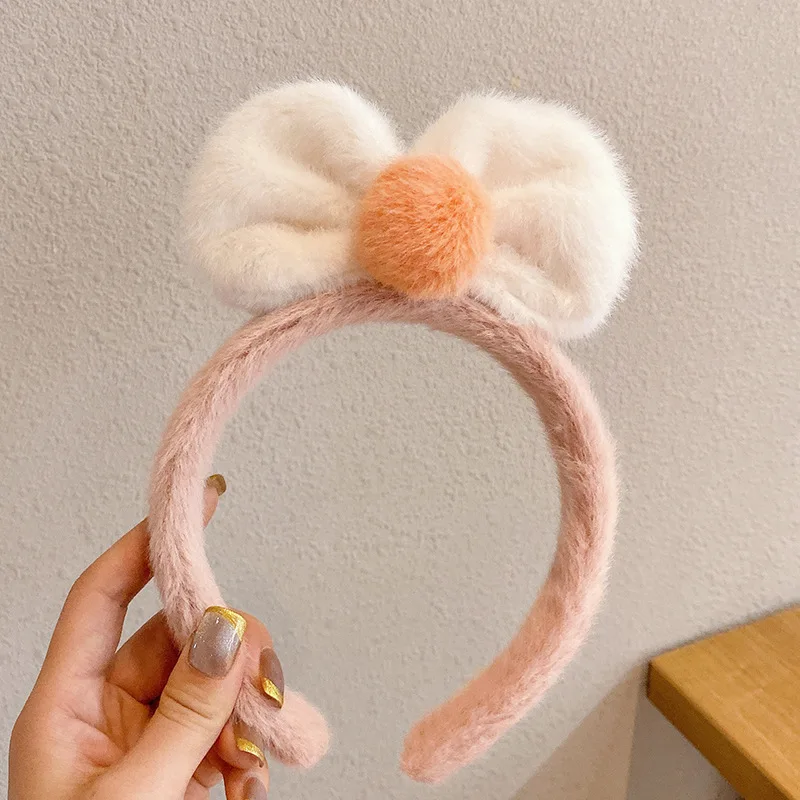 Милые аксессуары для волос DIY женского лица мытья кистей макияжа плюшевые