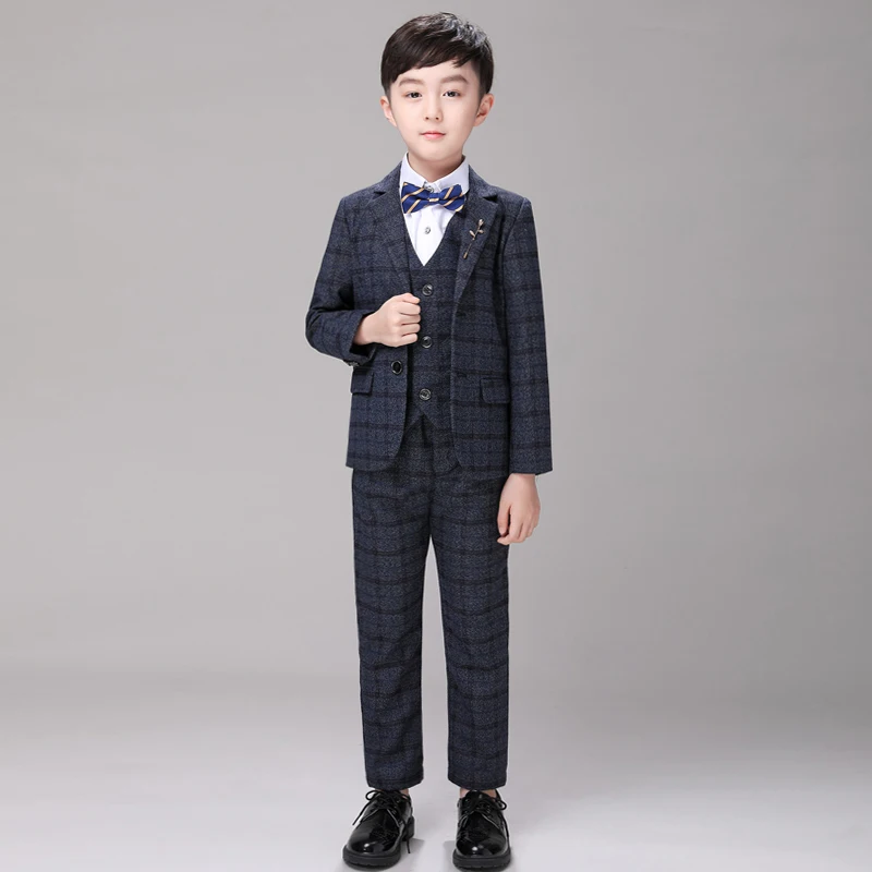 Nimble свадебные костюмы для мальчиков Новое поступление однотонный темно синий