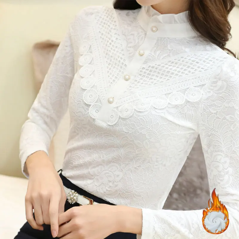 

Lace bottoming shirt women's autumn and winter new women's Korean style long-sleeved high-neck all-match black top T005012N