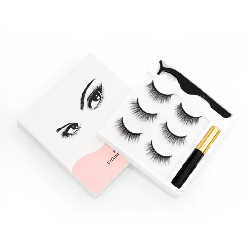 

3Pairs Magnetic Eyelashes 3D Mink Eyelashes Makeup Magnetic Lashes Eyeliner set Natural False Lashes Short Faux Cils