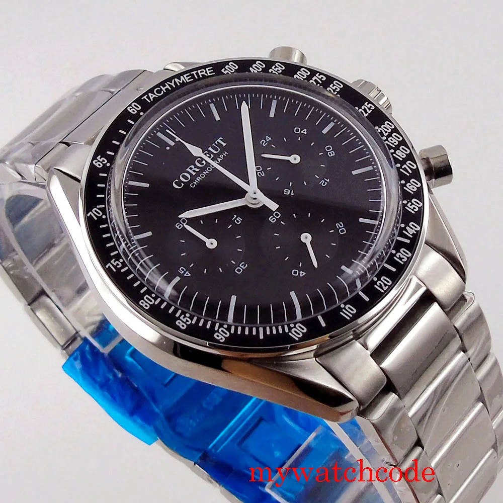 Новое Поступление Топ бренд класса люкс 40 мм Corgeut черный циферблат 24 часа браслет