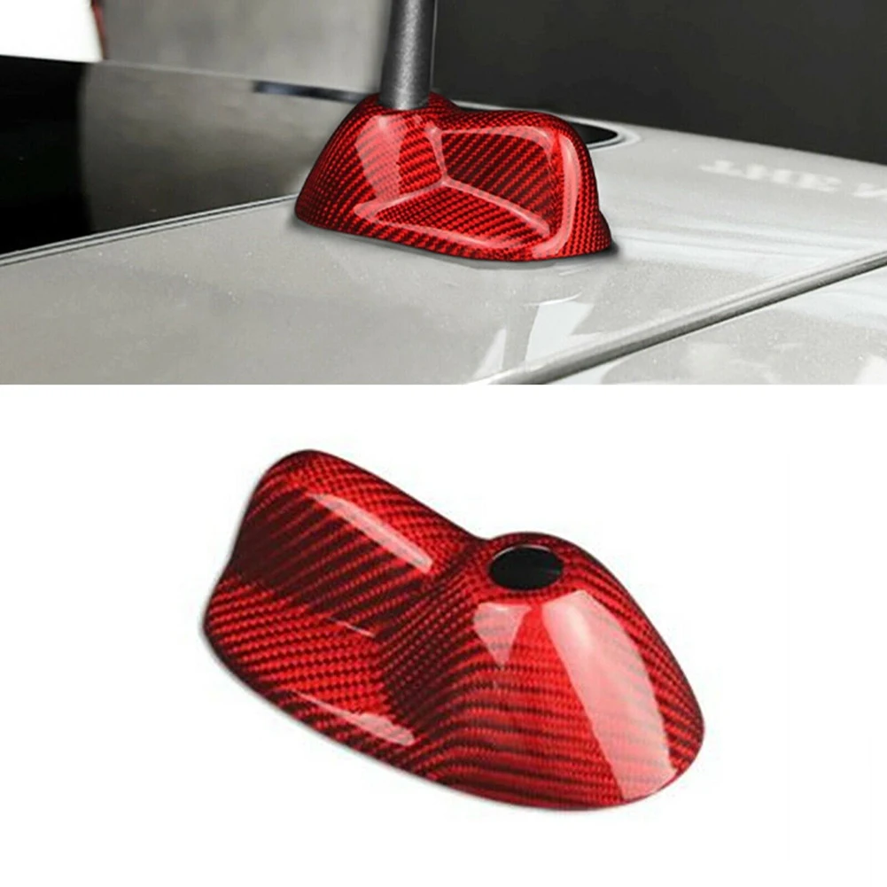 Araba anten kapağı Trim karbon Fiber arka anten dekorasyon için dış aksesuarlar Mini Cooper R56 R56LCI 2007-2013 kırmızı